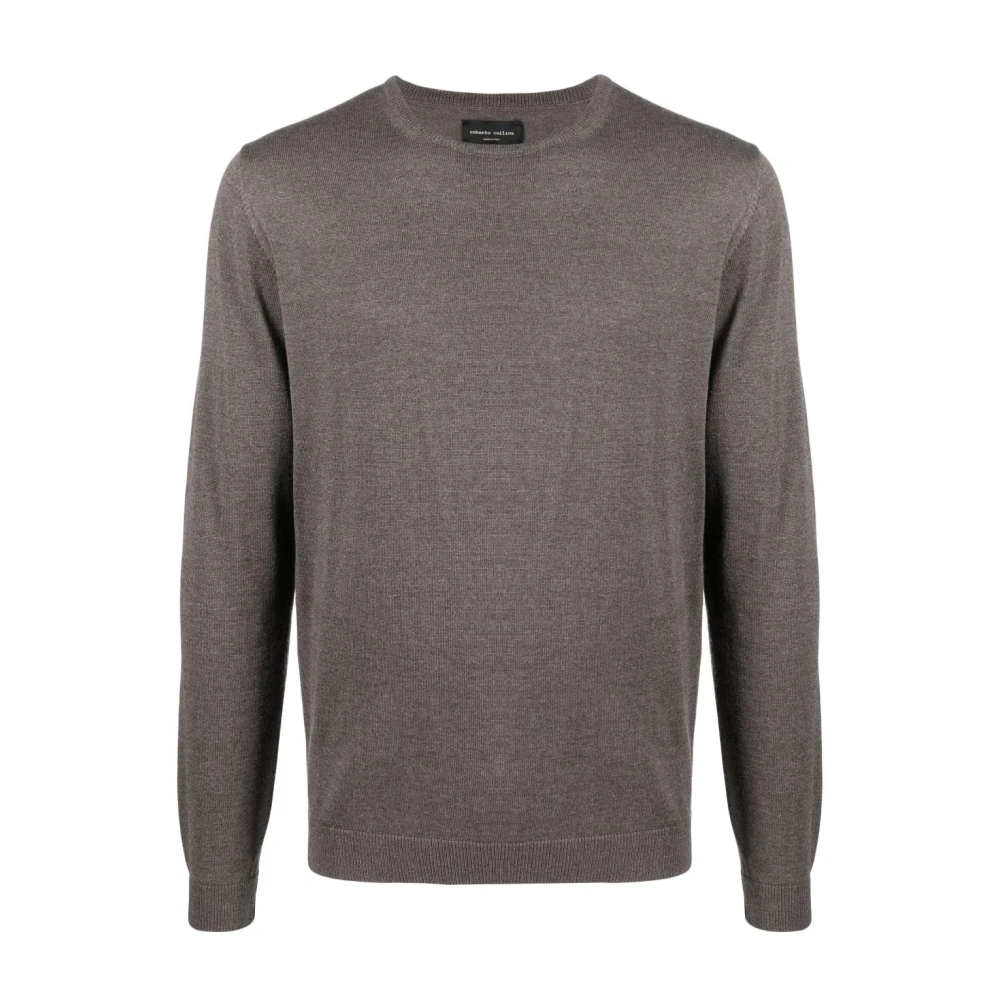 Roberto Collina Stijlvolle Pullover met Ronde Hals Gray Heren
