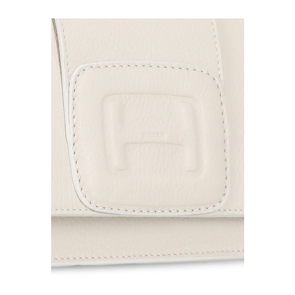Hogan Schoudertas van Geperst Leer met Klep Beige Dames