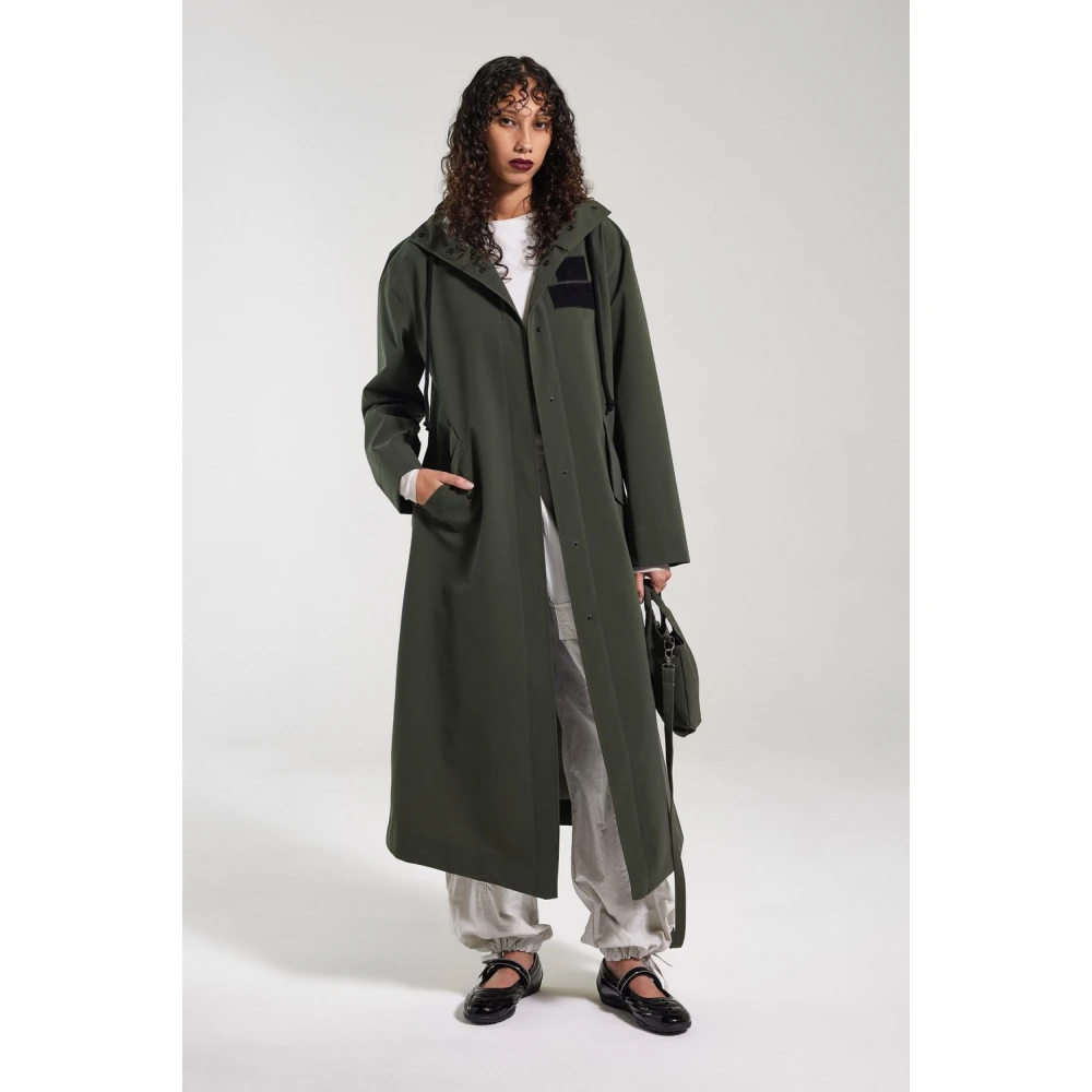 Stutterheim Matte Regenjas met V-Vormige Voorkant Green Dames