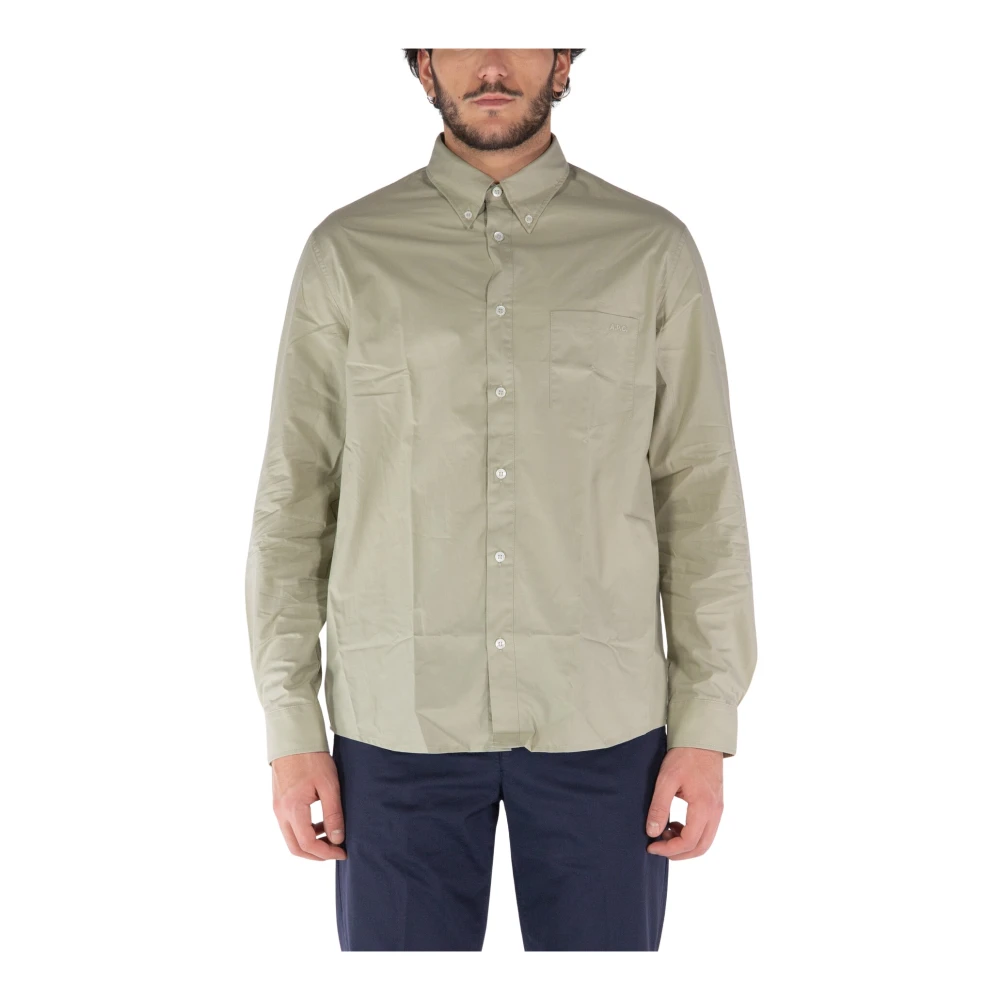 A.p.c. Men's Green Casual Shirts, Xl, Edouard Shirt
