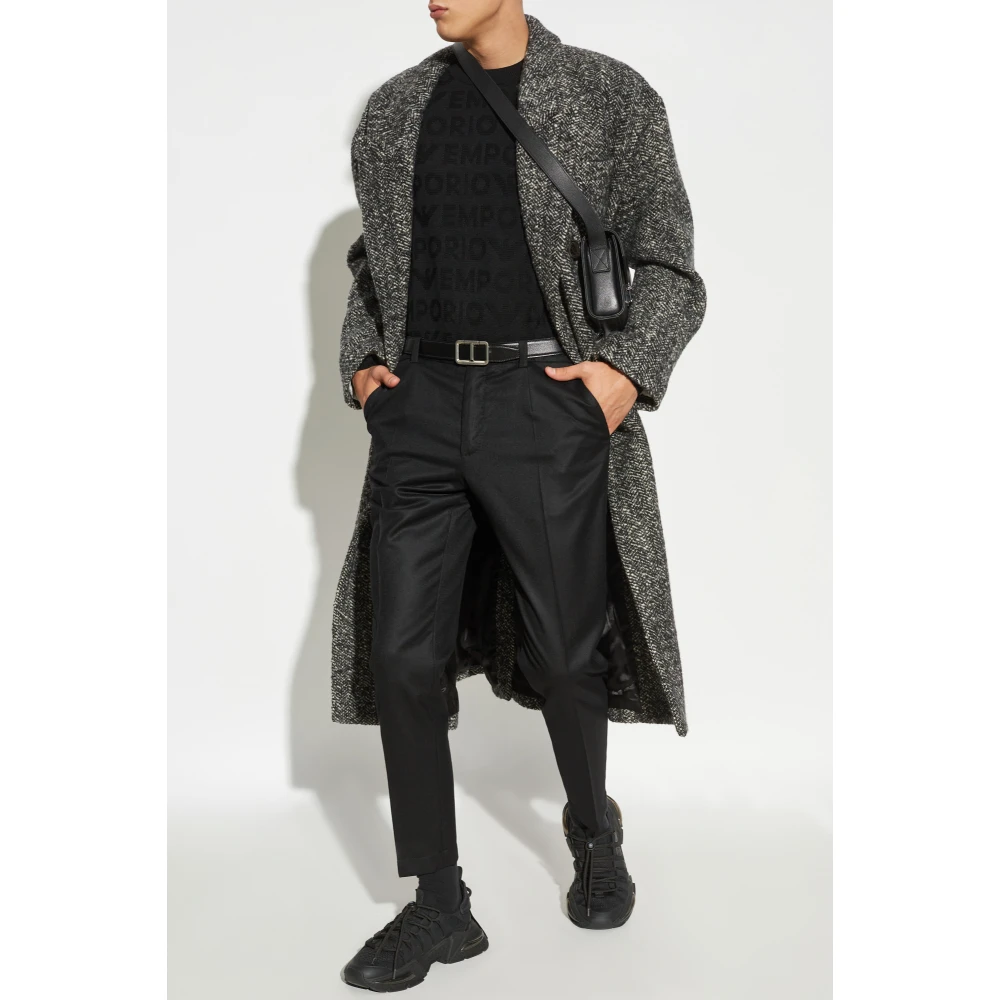 Emporio Armani Wollen trui met monogram Black Heren