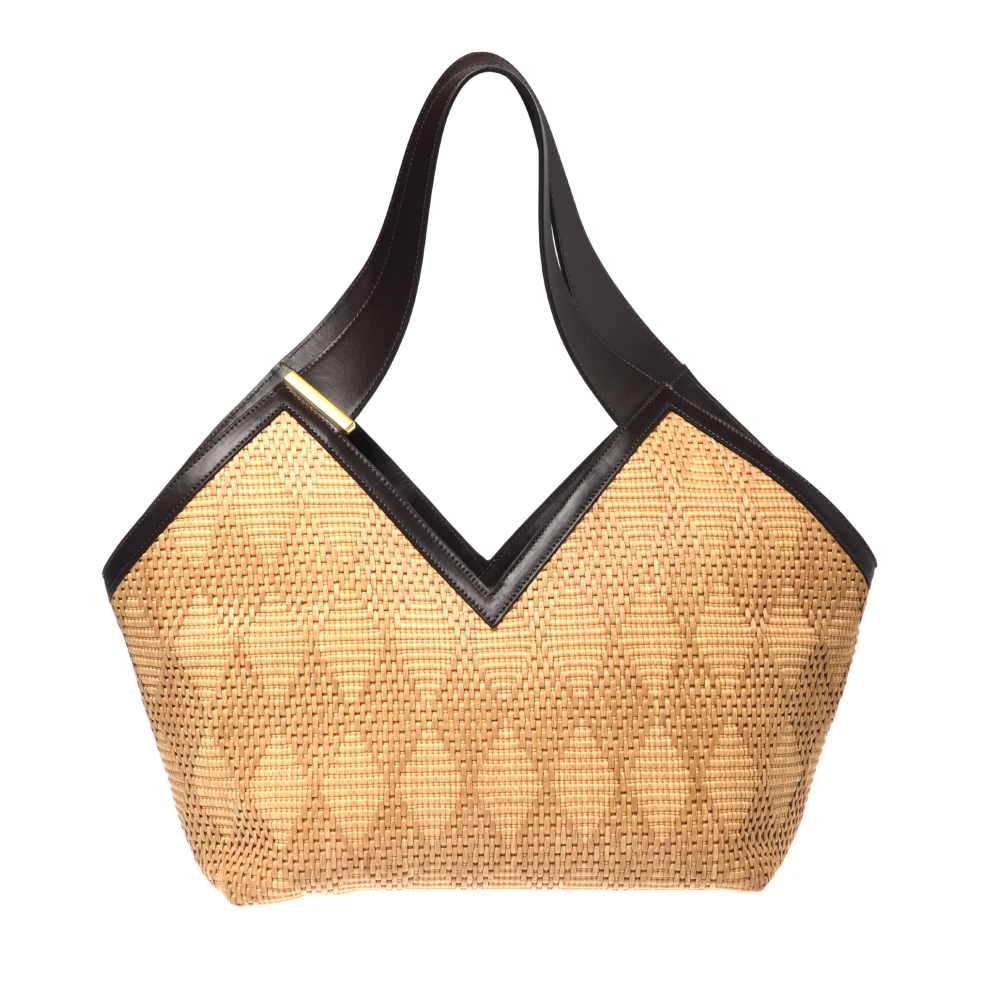 Baldinini Women's Beige Shopping Bags, One Size, Raffia Shoulder Bag