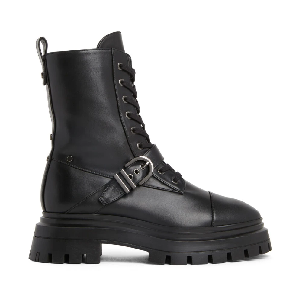 Stuart Weitzman Black Lace-Up Boots, Female, 6 Uk, Bold Bedford Bootie With Metallic Accents