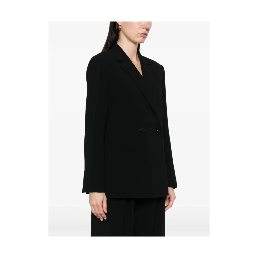 Theory Zwarte double-breasted jas met schoudervullingen Black Dames