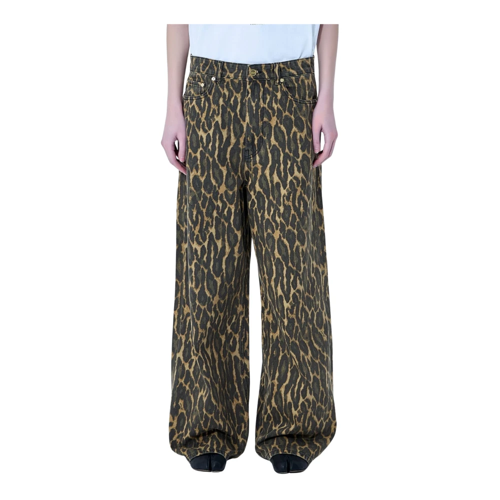 Ganni Women's Brown Print Denim Baggy Jeans - Wide Jeans - W27 - Jeans