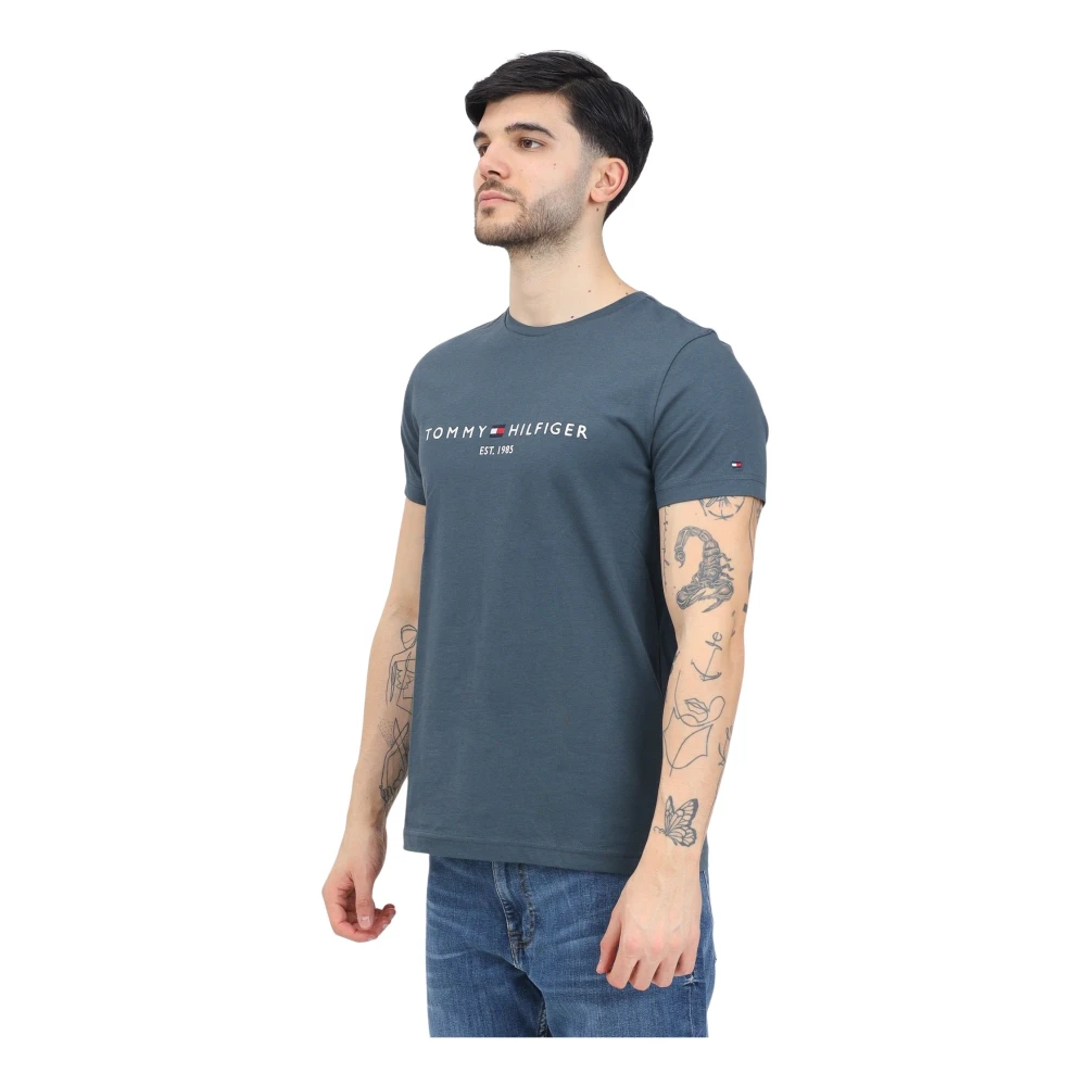 Tommy Hilfiger Blauw T-shirt met korte mouwen Moderne pasvorm Blue Heren