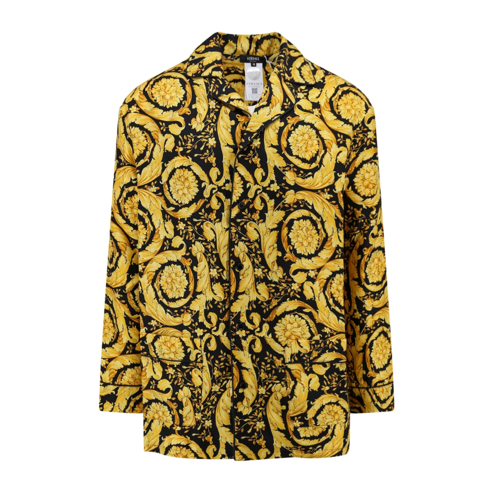 Versace Luxe Gouden Zijden Pyjama Shirt Multicolor Heren