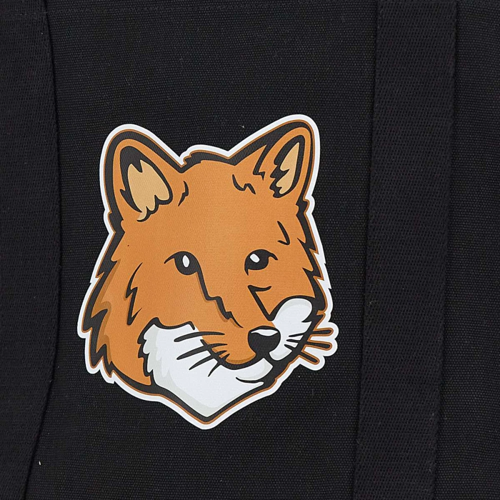 Maison Kitsuné Zwarte Katoenen Shopper Tas met Vos Logo Black Heren