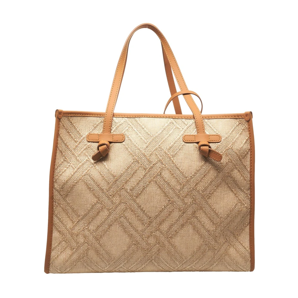 Beige Skinn Shopper Håndveske