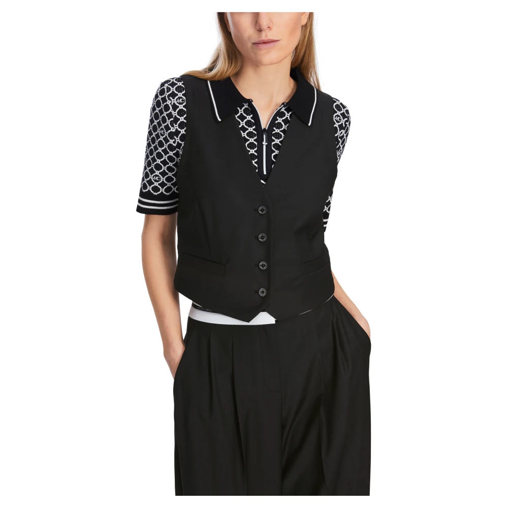 Marc Cain Aansluitende Vest met V-Hals Black Dames