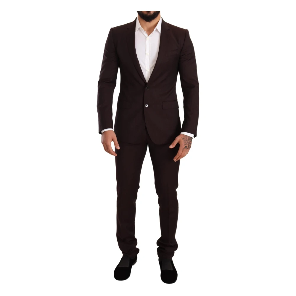 Dolce & Gabbana Bordeauxrandig Slim Fit Kostym Red, Herr