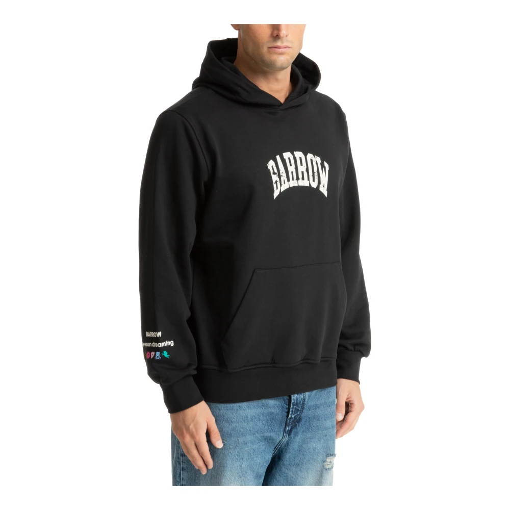 Barrow Gestreept Logo Zak Hoodie Black Heren