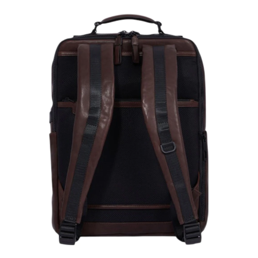 Piquadro Bruine leren rugzak met USB-poort Brown Heren