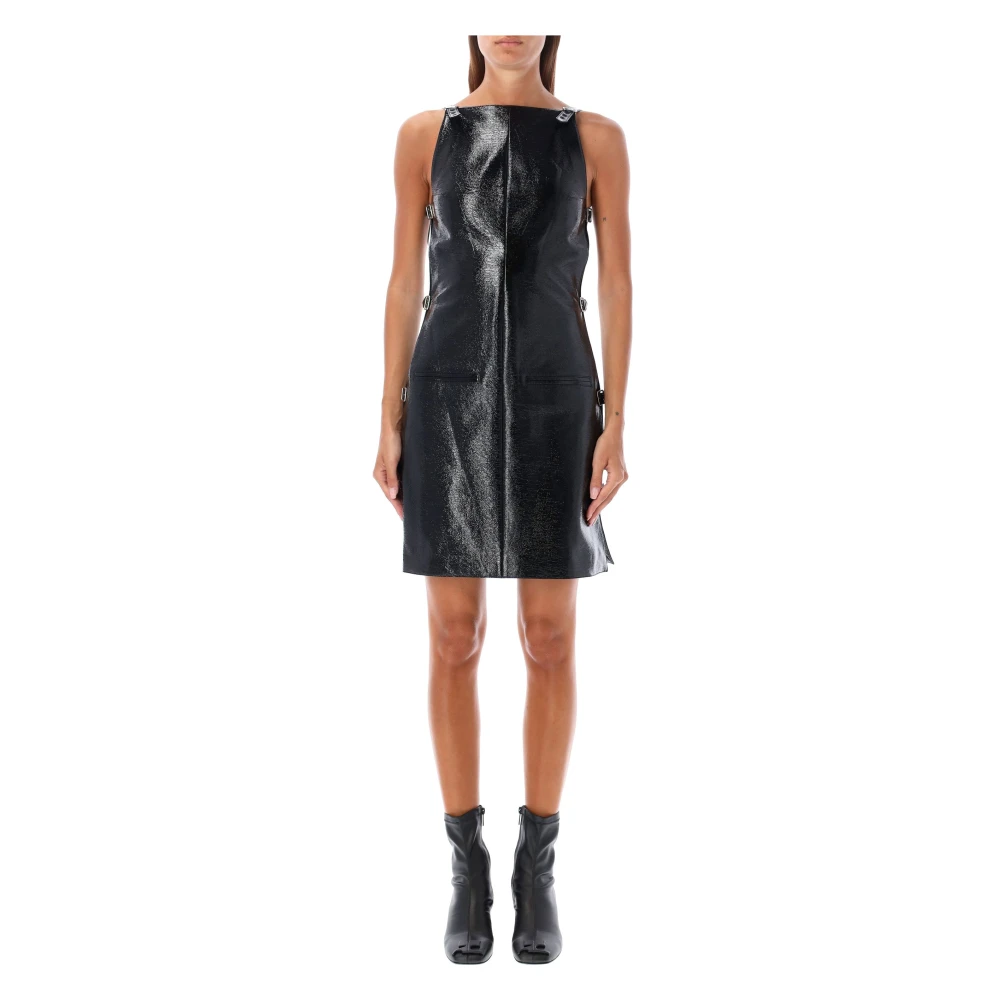 Courrèges Zwarte Vinyl Mini Jurk Aw24 Black Dames