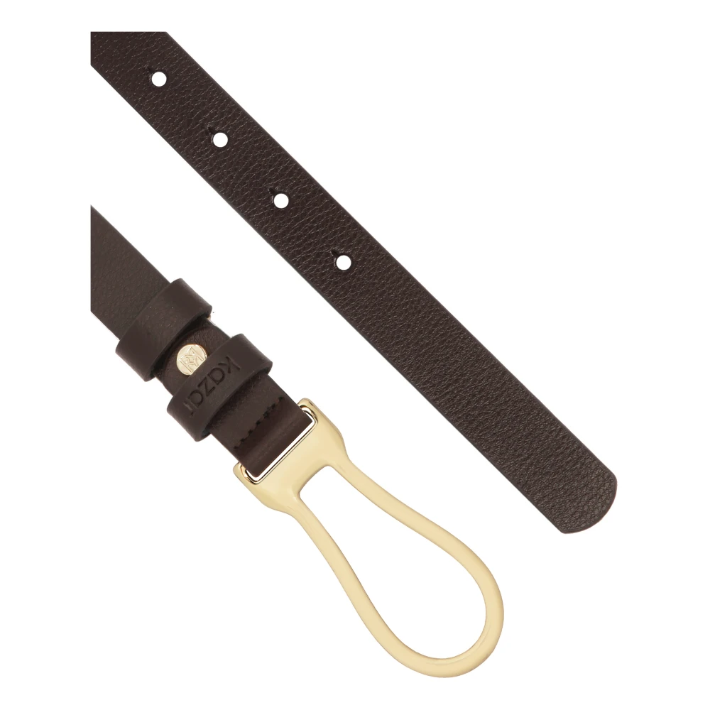 Kazar Smalle donkerbruine riem met decoratieve gesp Brown Dames