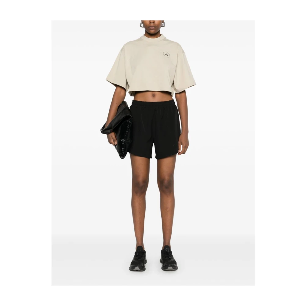 adidas by stella mccartney Logo Print Crew Neck T-shirt Beige Dames