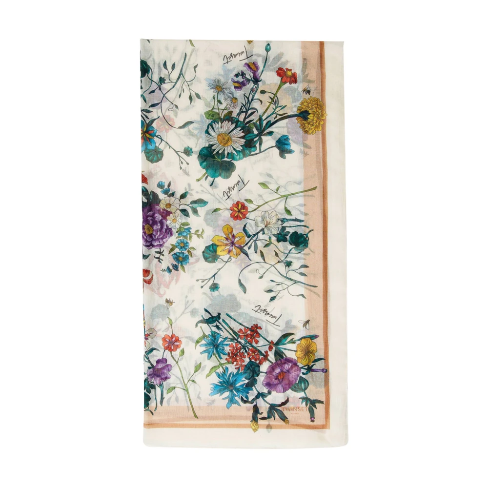 Twinset Transparante sjaal met bloemenprint Elda naturel