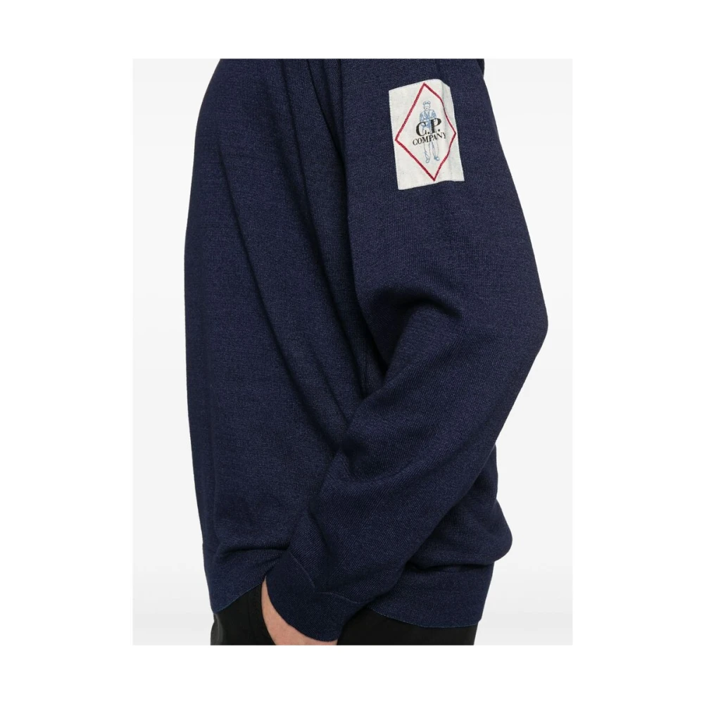 C.P. Company Navy Blue Crew Neck Sweater Blue Heren