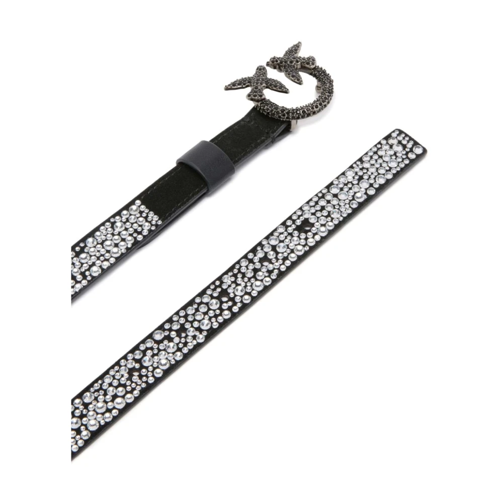 pinko Zwart Suède Riem met Strass Detail Black Dames