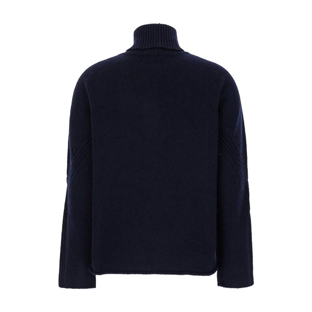 Semicouture Blauwe Cashmere Trui Hoge Hals Blue Dames