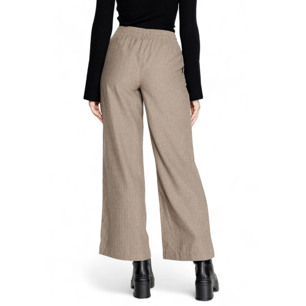 Jacqueline de Yong Wijde Pijp Geweven Broek Herfst Winter Collectie Brown Dames