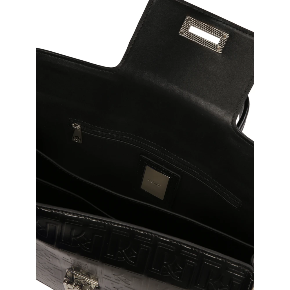 Kazar Leren handtas koffer met handvat en riem Black Dames
