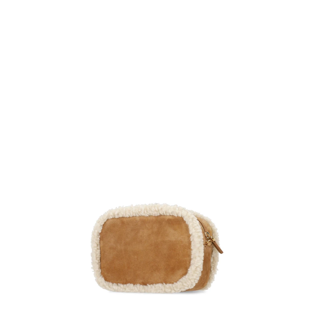 Coccinelle Bruine leren schoudertas met shearling Brown Dames