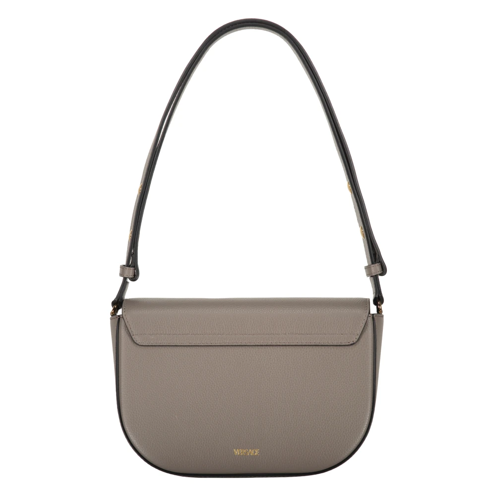 Versace Stijlvolle leren schoudertas met push-lock Gray Dames