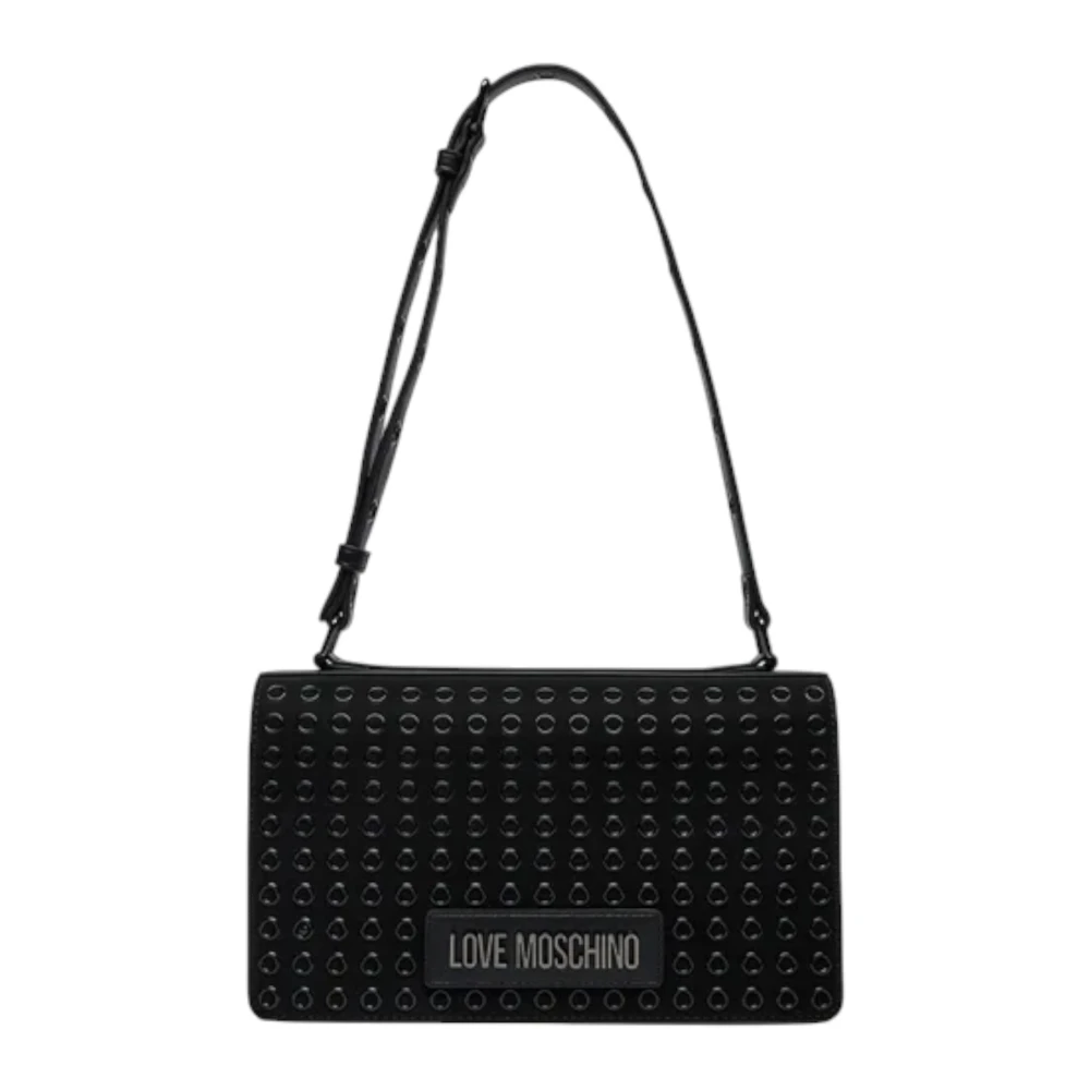 Love Moschino Stijlvolle Eyelets Gun Metal Schoudertas Black Dames