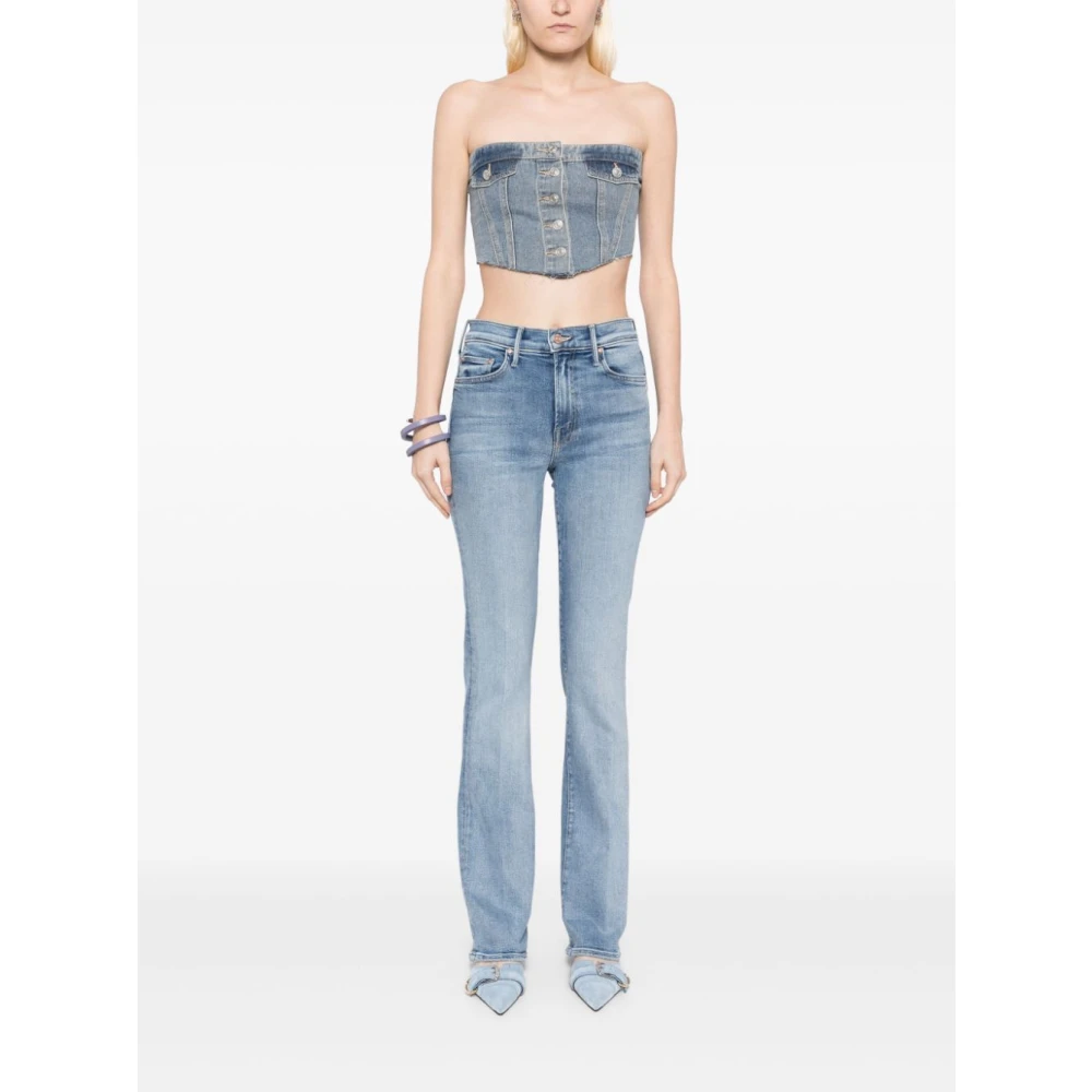 Mother Outsider Sneak Denim Jeans Blue Dames