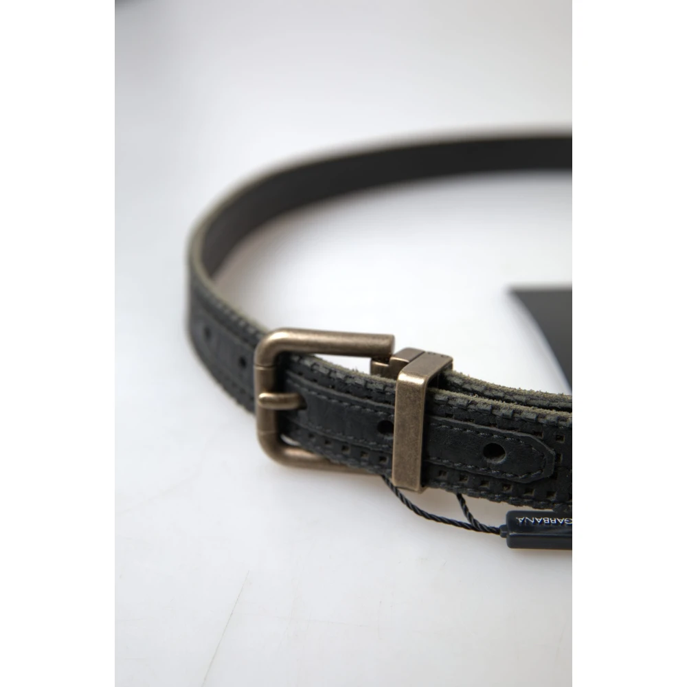 Dolce & Gabbana Geperforeerde Leren Riem met Gouden Gesp Black Heren