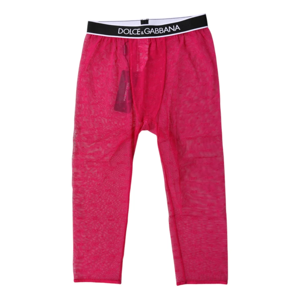 Dolce & Gabbana Women's Fuchsia Dg Logo Cropped Tights