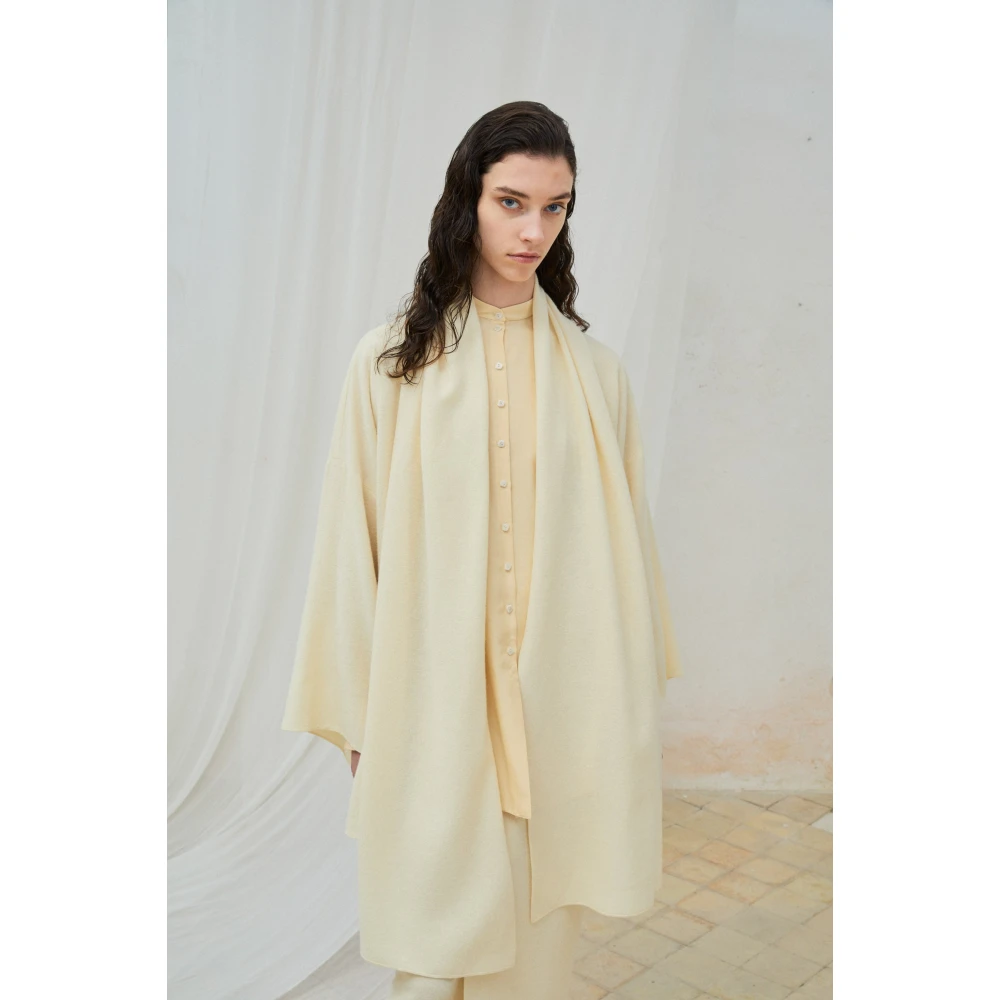 Cortana Yak Wol Shawl Kraag Jas Beige Dames