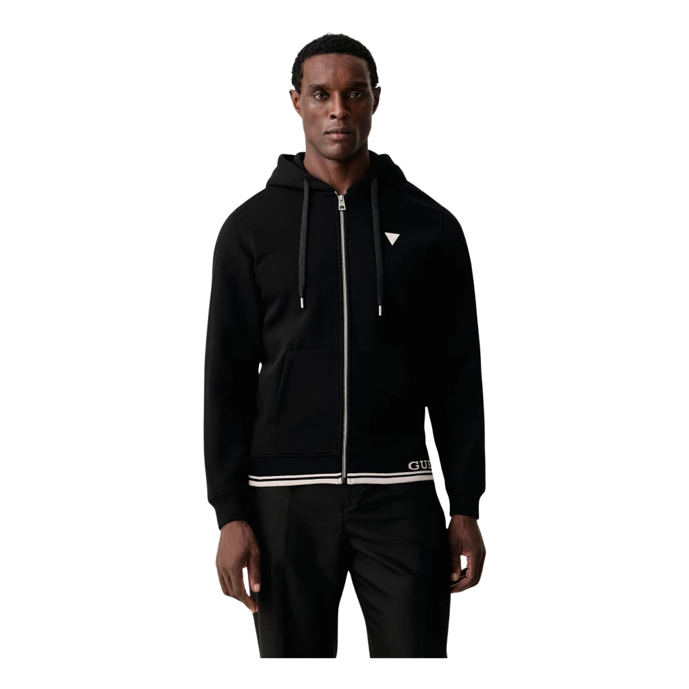 Guess Uomo Noir Felpa Con Cerniera A Cappuccio Classic - Immagine 2