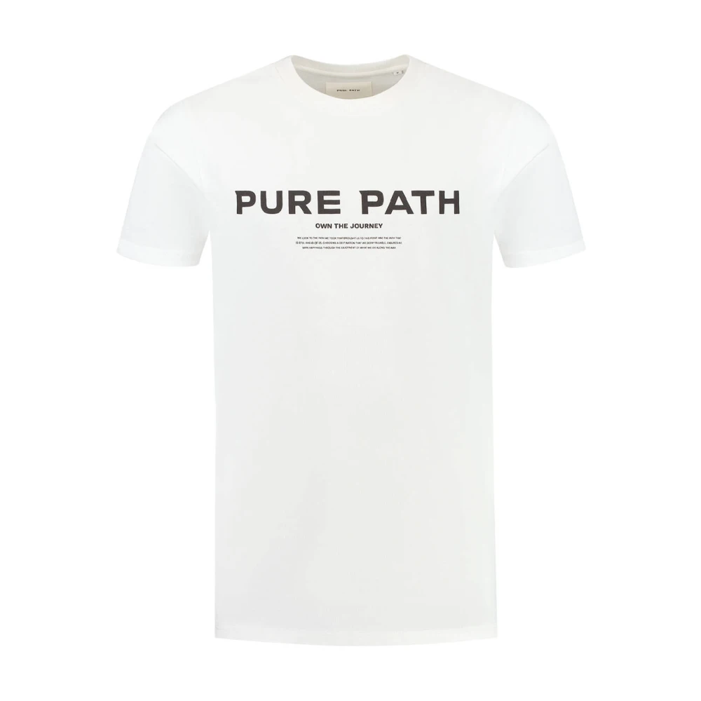 Pure Path T-shirt met Korte Mouw en Voorkant Print Beige Heren