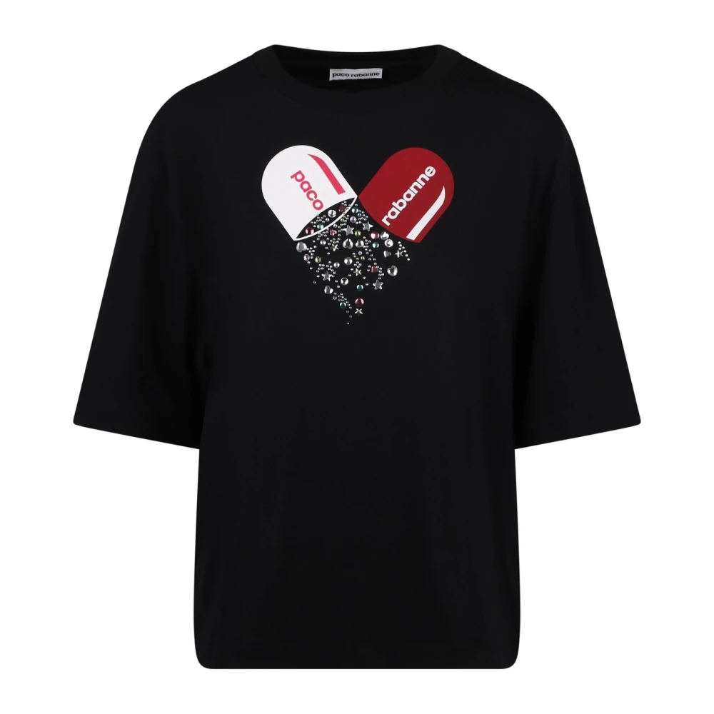 Paco Rabanne Grafische print Jersey T-shirt Black Dames