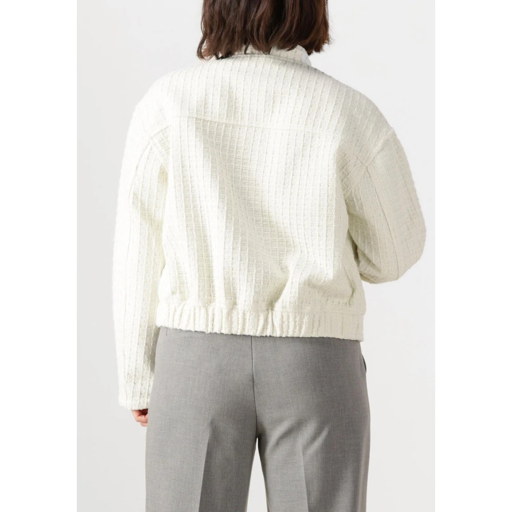 Minus Witte Bomberjack met Wafelpatroon White Dames