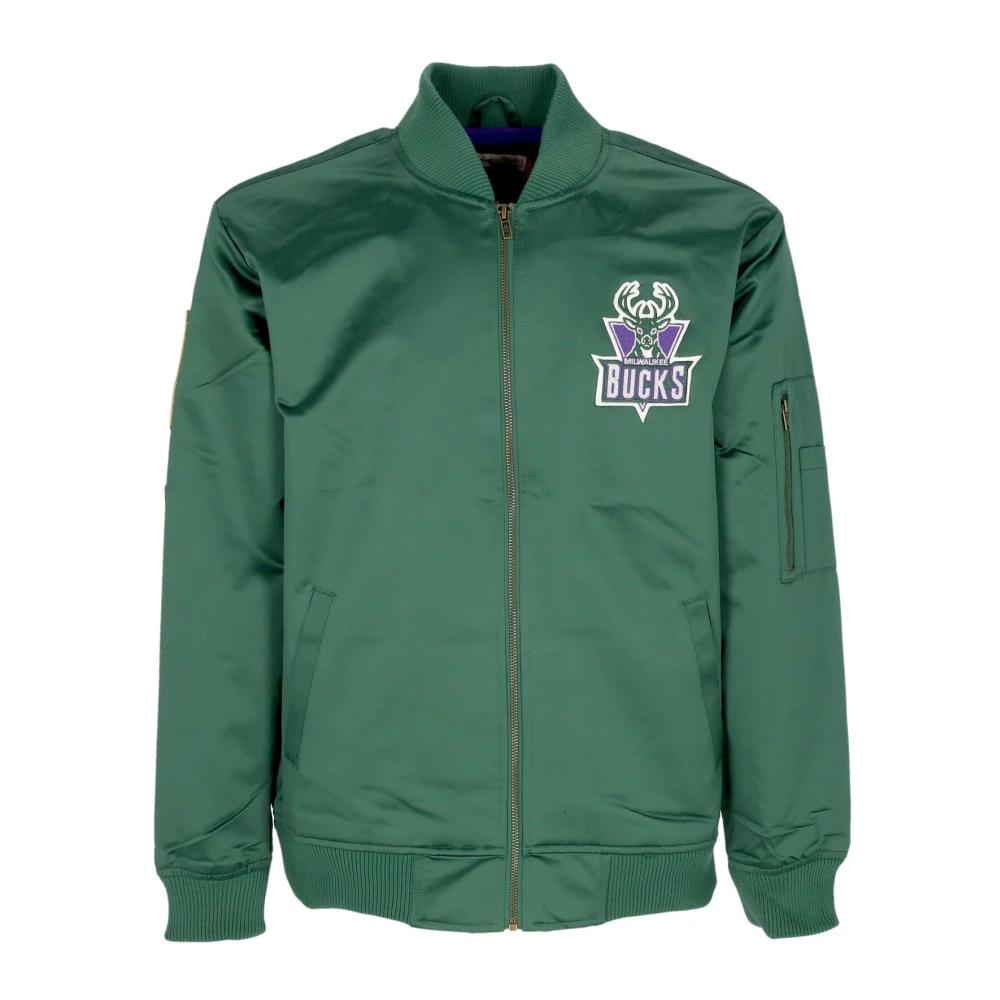 Mitchell & Ness Men's Green Milwaukee Bucks Nba Lightweight Satin Bomber