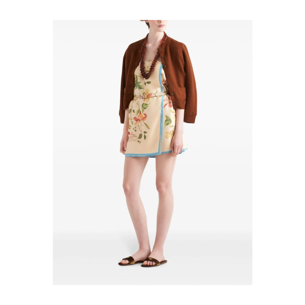 Prada Bruine Gebreide Kleding Driehoek Logo Vest Brown Dames