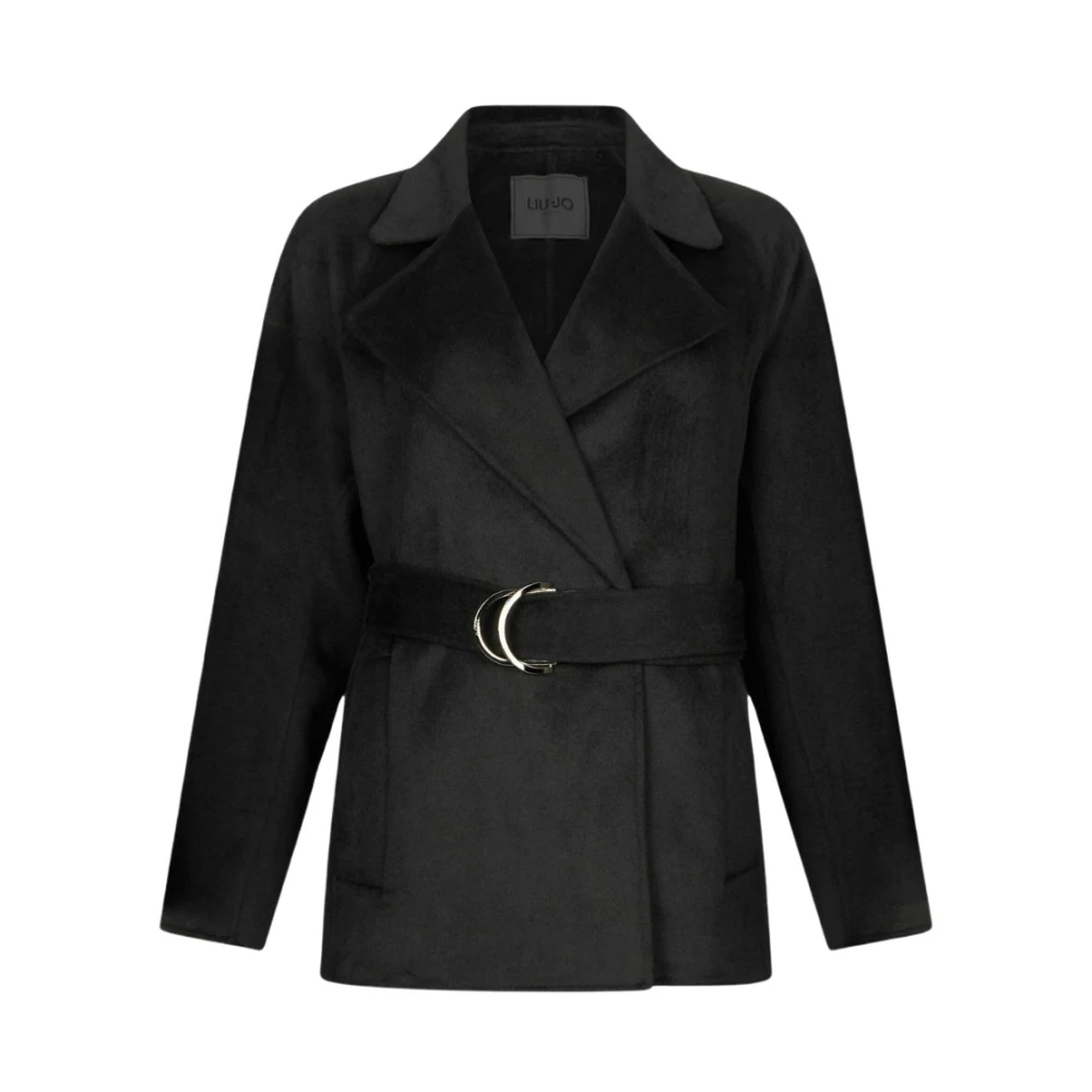 Liu Jo Kvinno Svart Kappor & Rockar Dam, S, Polyester, Ullkappa Med Bälte