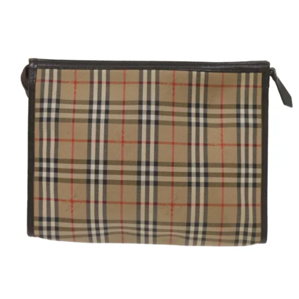 Burberry Vintage Pre-owned Canvas clutches Beige Dames