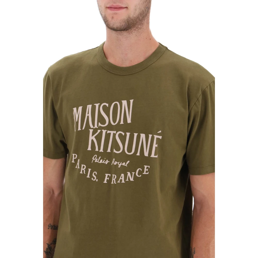 Maison Kitsuné Palais Royal Print T-Shirt Green Heren