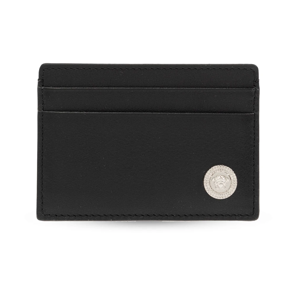 Versace Zwarte Portemonnees met Geëmailleerd Logo Black Heren