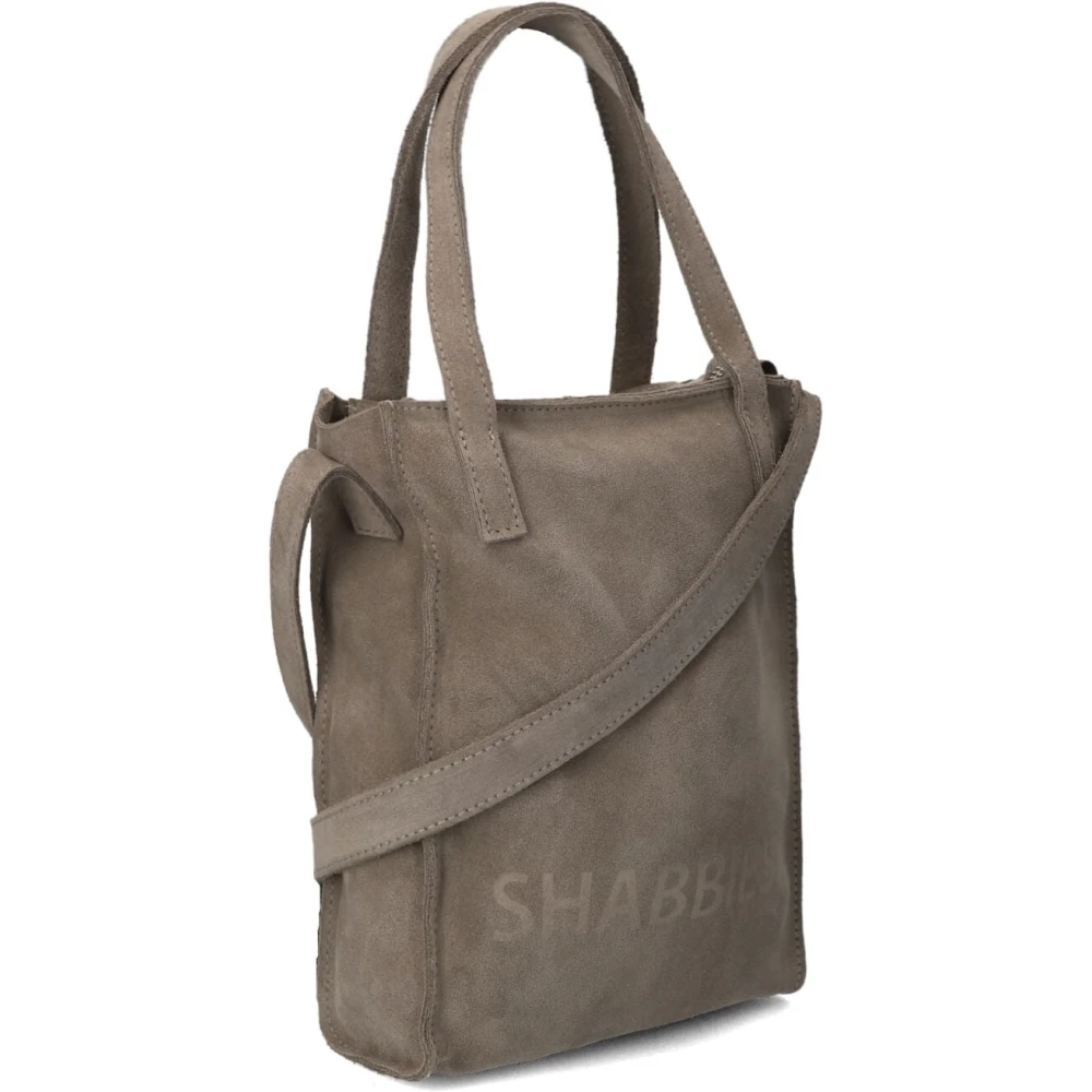 Shabbies Cara Suede Schoudertas Taupe Gray Dames