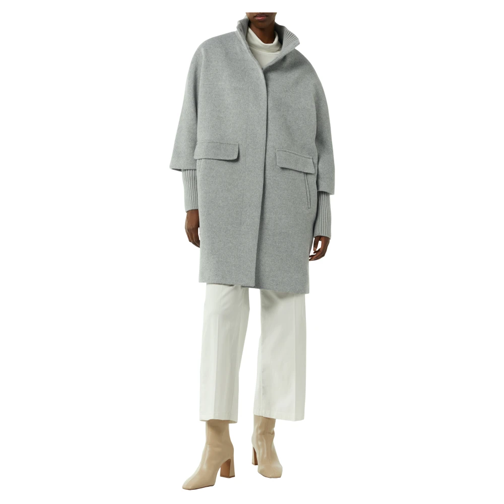 comma Gebreide Kraag Wollen Cape Jas Gray Dames