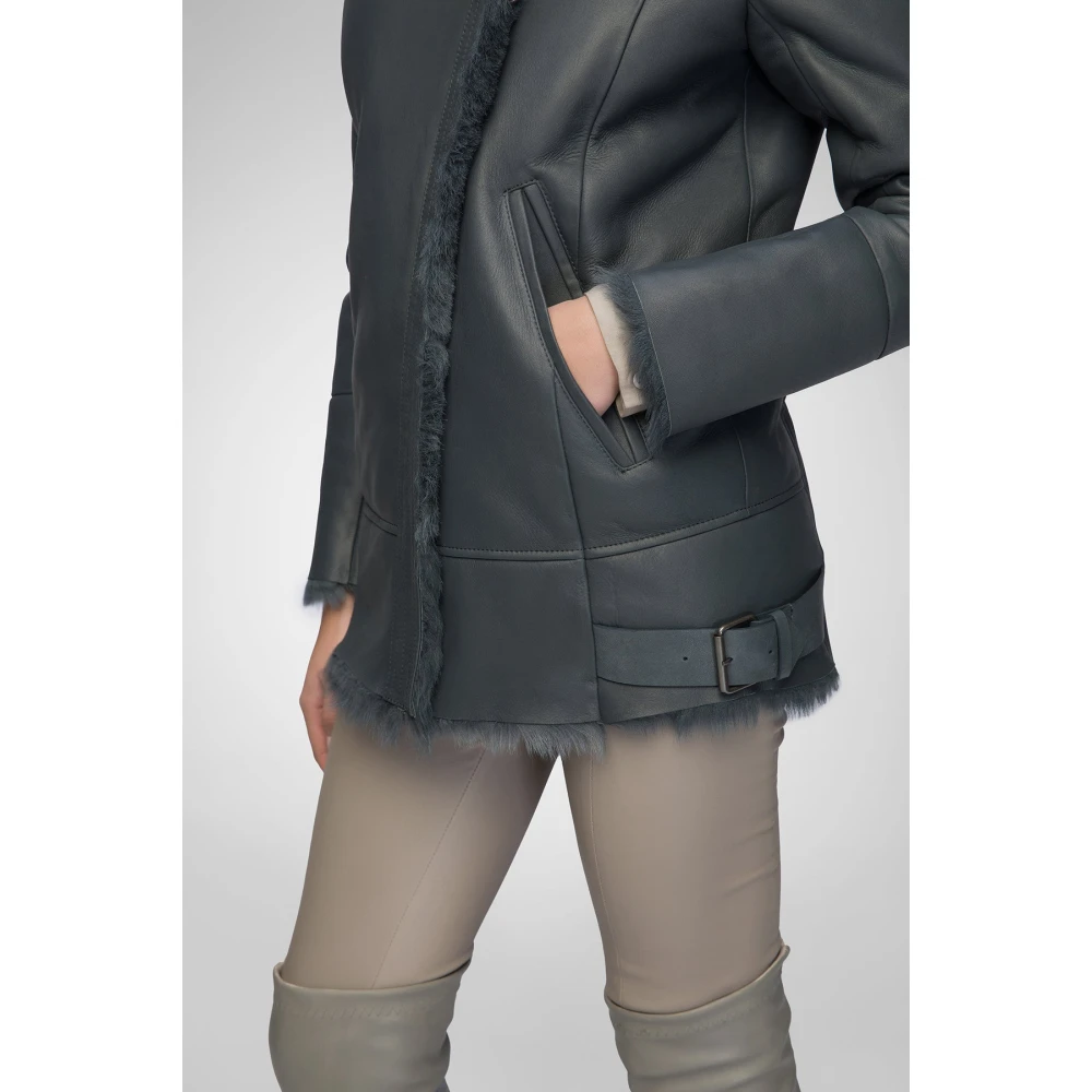 Vespucci by VSP Paige Donker Indigo Shearling Jas Blue Dames