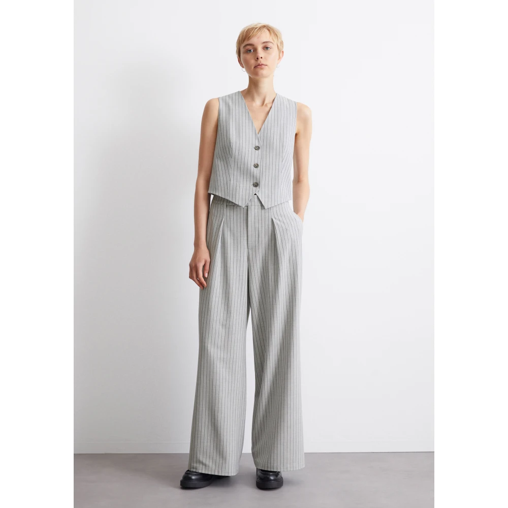 Marc O'Polo Pinstripe broek wijd Gray Dames