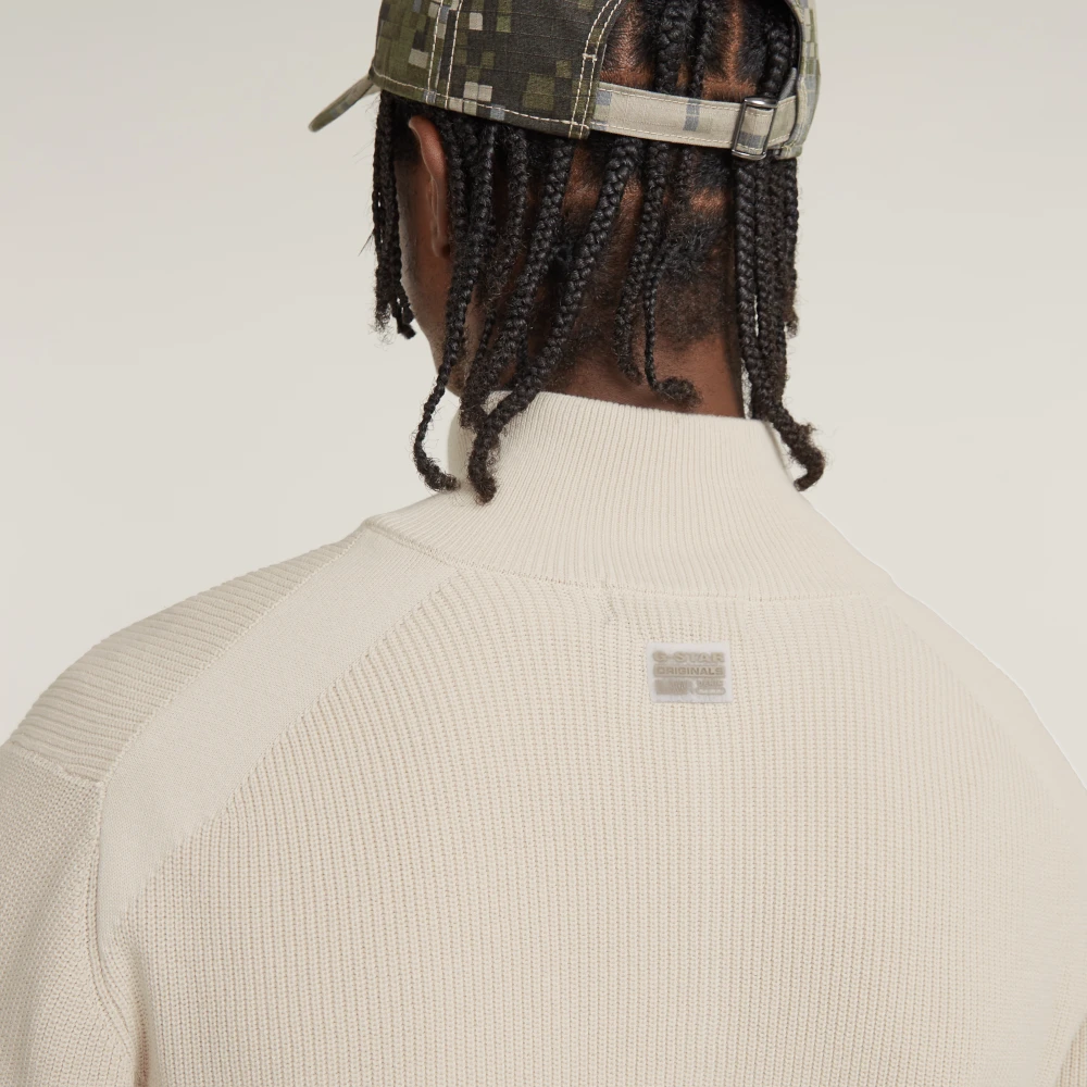G-Star Klassieke Zip Gebreide Trui Beige Heren