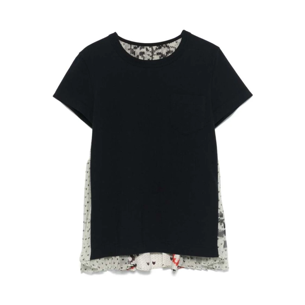 Sacai Blauw Abstract Patroon T-shirt Blue Dames