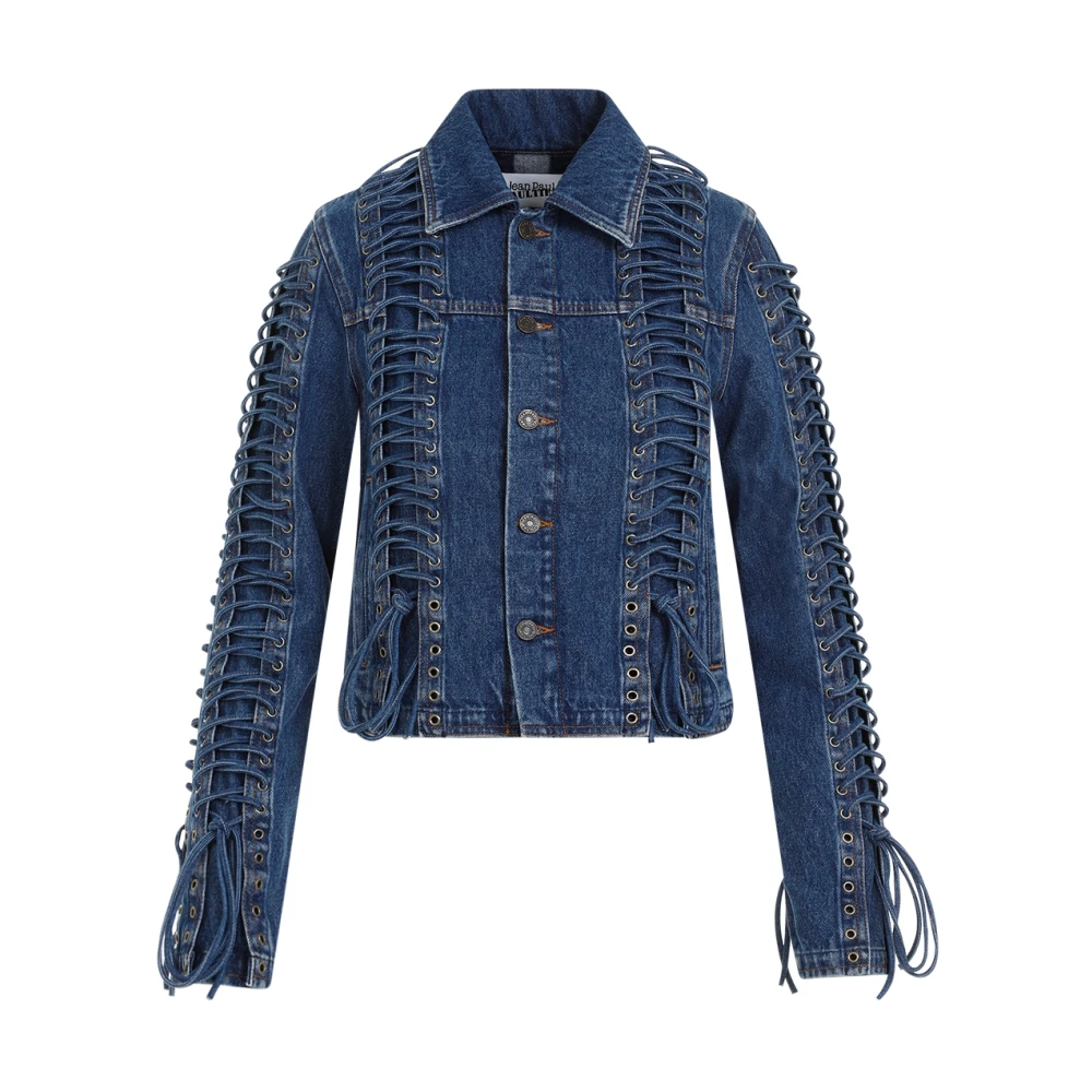 Jean Paul Gaultier Vintage Blue Corset Denim Jacket Blue Dames